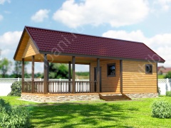 Одноэтажная баня с беседкой 40 м²