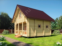 Баня из оцилиндрованного бревна 6×6 м (ББ-47), 27 м²
