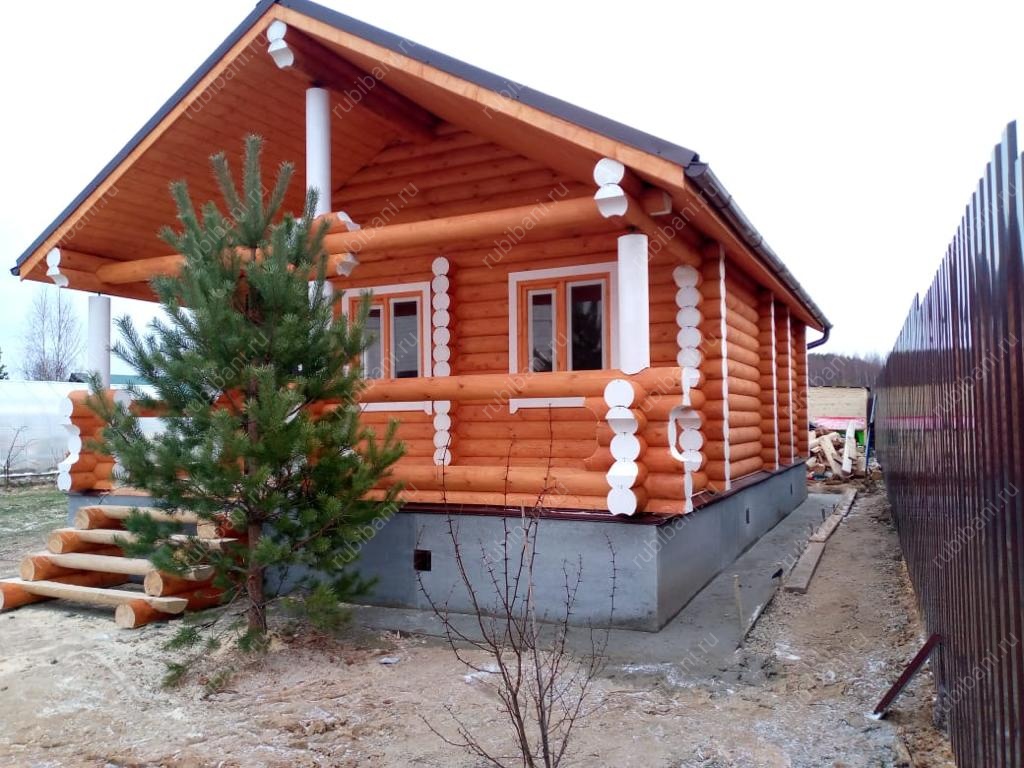 Баня из оцилиндрованного бревна под ключ 5,5 на 8,5 — фото 3 Баня из оцилиндрованного бревна под ключ 5,5 на 8,5 — фото 3