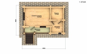 Баня из оцилиндрованного бревна 4.5×6 м (ББ-46), 27 м²