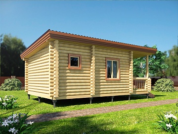 Баня из бревна 8 на 5 с мангальной зоной (ББН-41) 40 м²