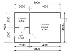 Баня из бруса 6×4 (Б-2), 24 м²