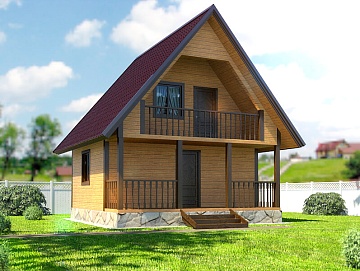Баня из бруса 6 на 4 двухэтажная 24 м²