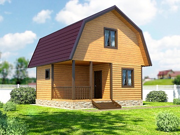Баня из бруса 6 на 6 с беседкой 36 м²