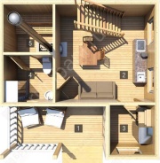 Дом-баня 6×6 с террасой, 36 м²