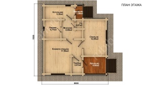 Баня из оцилиндрованного бревна 8.5×9 (ББ-40), 67 м²
