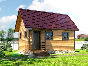 Баня из бруса 6 на 4 с туалетом 24 м²