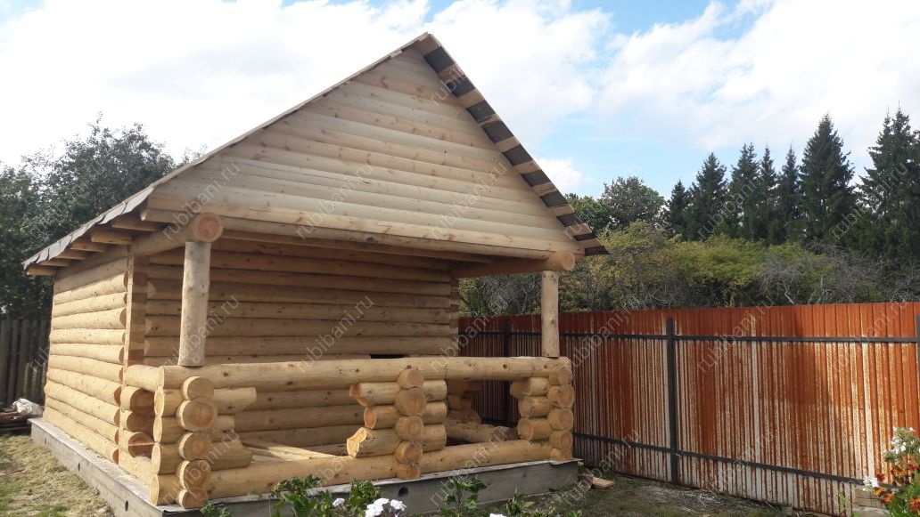 Баня 5 на 4 с террасой, сруб в лапу — фото 4 Баня 5 на 4 с террасой, сруб в лапу — фото 4