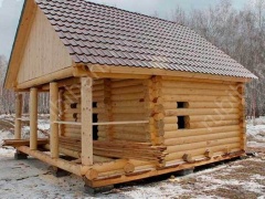 Баня с террасой и хозблоком 25 м²