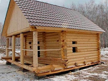 Баня с террасой и хозблоком 25 м²