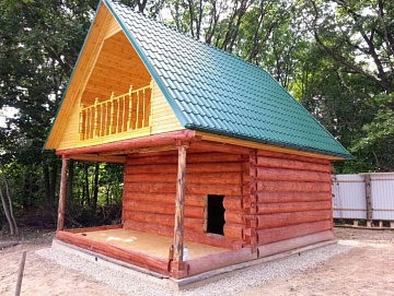 Баня 5×3 с террасой и мансардой, 25 м² Баня 5×3 с террасой и мансардой, 25 м²