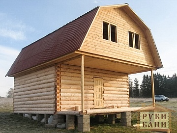 Дом-баня 6×6 с террасой, 36 м² Дом-баня 6×6 с террасой, 36 м²