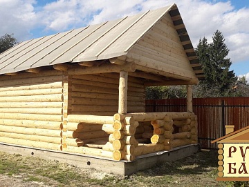 Баня 5×4 с рубленой террасой, 30 м² Баня 5×4 с рубленой террасой, 30 м²